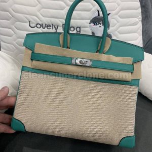 Handbag bag replica details and pricing green Hermes canvas women