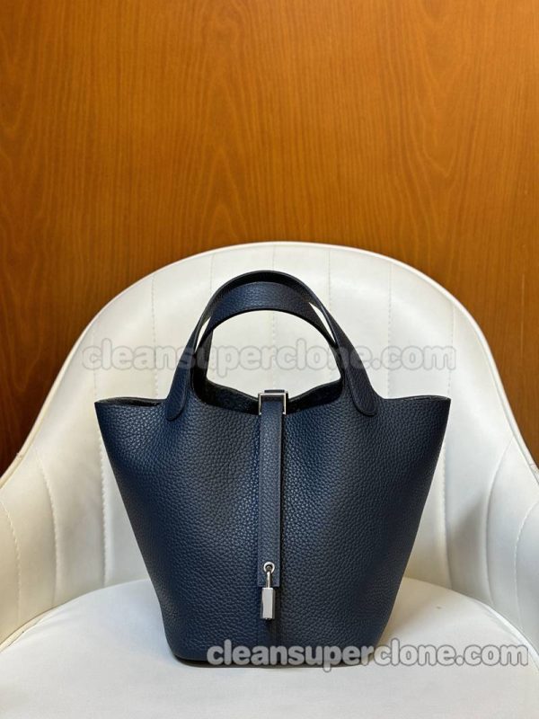 cowhide bag 1:1 Copy description and price Midnight blue Hermes Handbag women