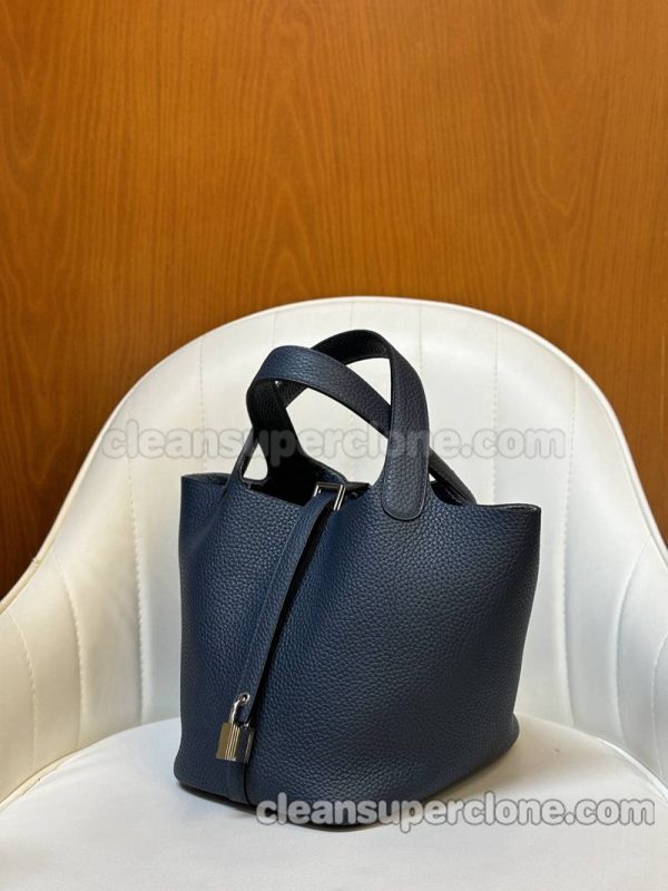 cowhide bag 1:1 Copy description and price Midnight blue Hermes Handbag women 2