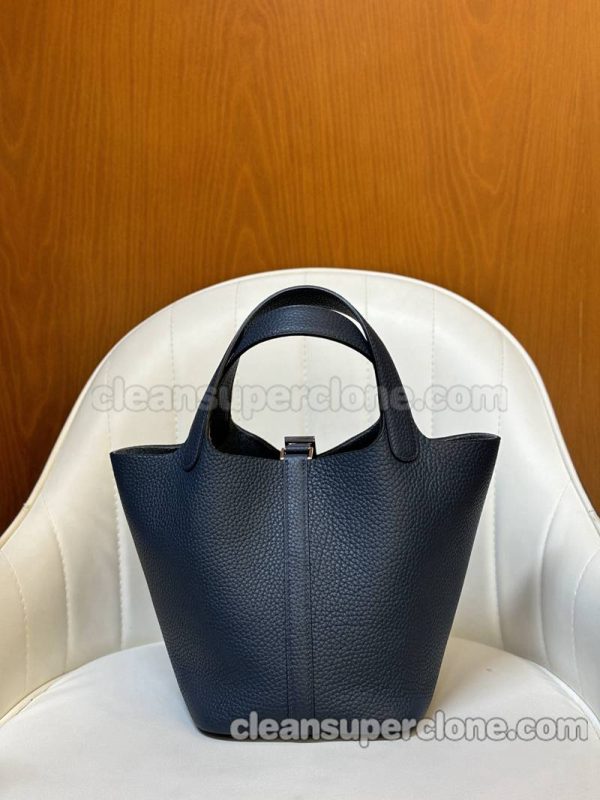 cowhide bag 1:1 Copy description and price Midnight blue Hermes Handbag women 3