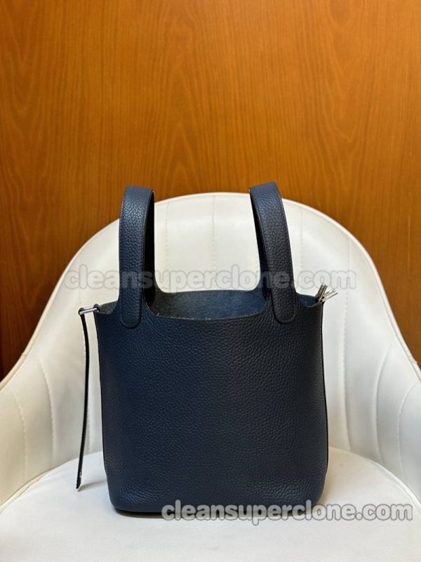 cowhide bag 1:1 Copy description and price Midnight blue Hermes Handbag women 4