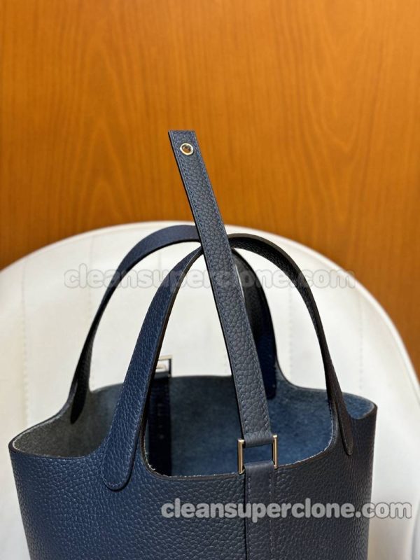 cowhide bag 1:1 Copy description and price Midnight blue Hermes Handbag women 6