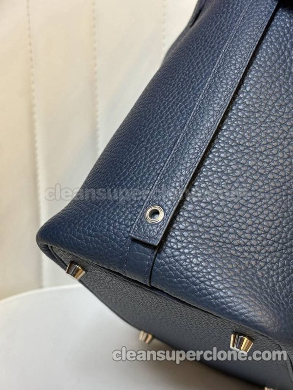 cowhide bag 1:1 Copy description and price Midnight blue Hermes Handbag women 7