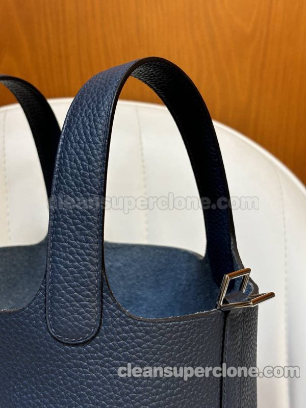 cowhide bag 1:1 Copy description and price Midnight blue Hermes Handbag women 8