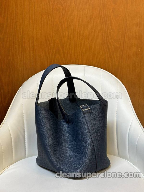 cowhide bag 1:1 Copy description and price Midnight blue Hermes Handbag women 9