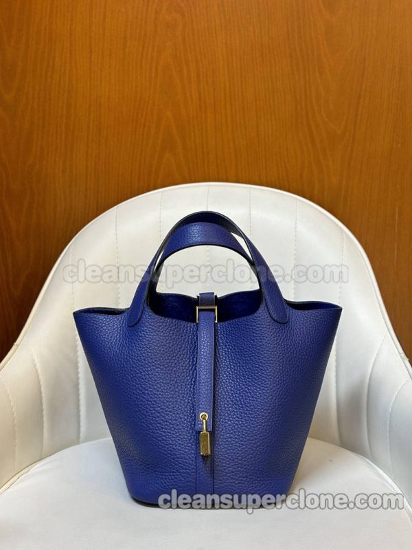 Hermes bag Super Clone picture and price Electric blue Handbag cowhide women