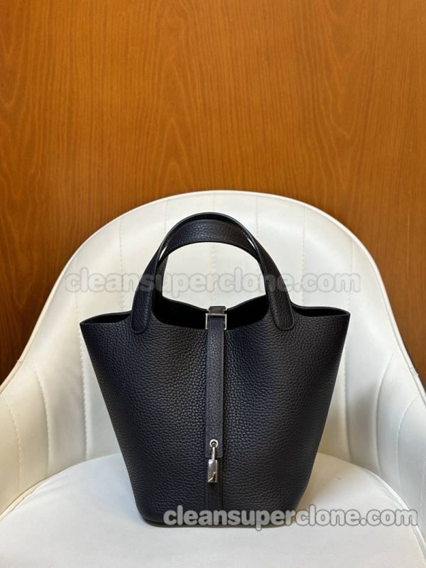 cowhide bag 1:1 Copy description and price black Hermes Handbag women