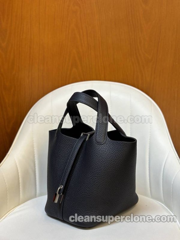 cowhide bag 1:1 Copy description and price black Hermes Handbag women 5