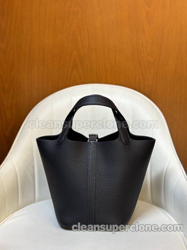 cowhide bag 1:1 Copy description and price black Hermes Handbag women 6