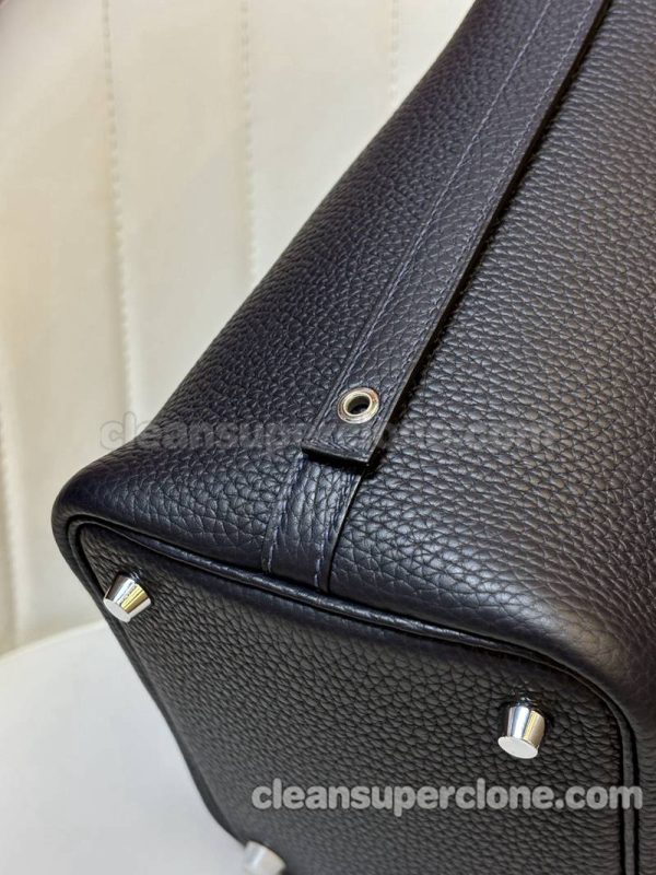 cowhide bag 1:1 Copy description and price black Hermes Handbag women 8