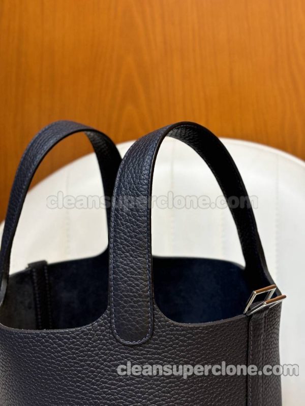 cowhide bag 1:1 Copy description and price black Hermes Handbag women 11