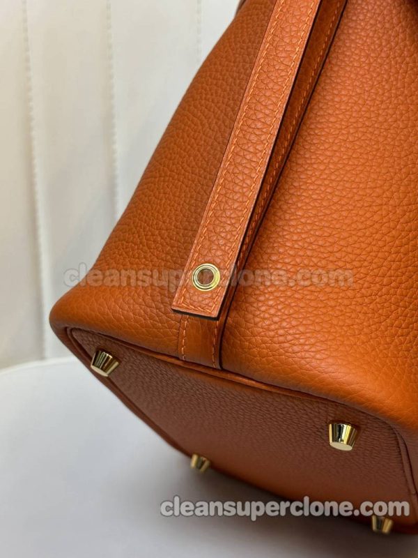 Handbag bag replica details and pricing orange Hermes cowhide women 2