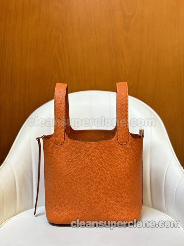 Handbag bag replica details and pricing orange Hermes cowhide women 3