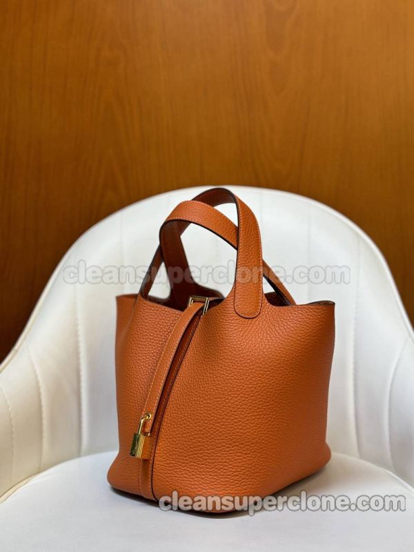 Handbag bag replica details and pricing orange Hermes cowhide women 4