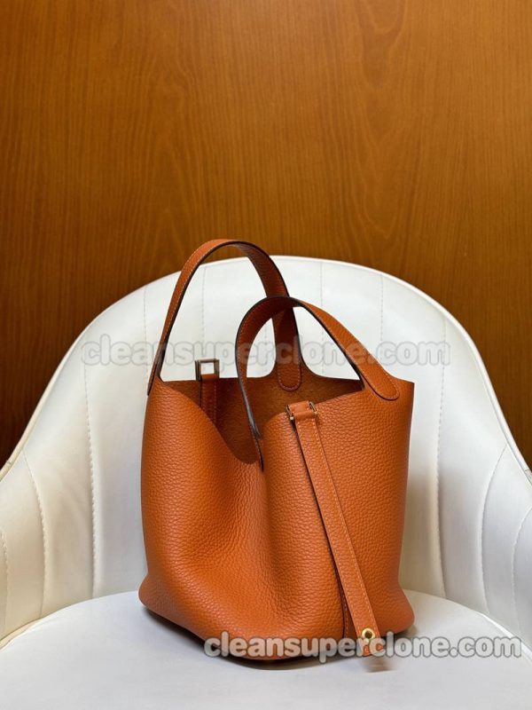 Handbag bag replica details and pricing orange Hermes cowhide women 5