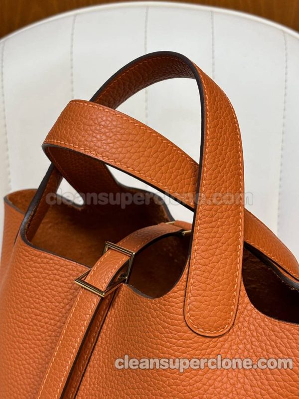 Handbag bag replica details and pricing orange Hermes cowhide women 6