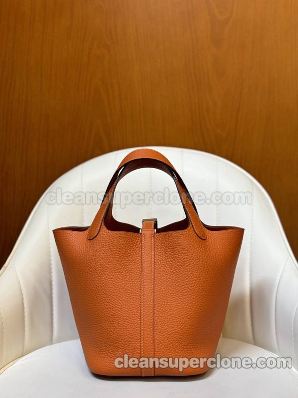 Handbag bag replica details and pricing orange Hermes cowhide women 7