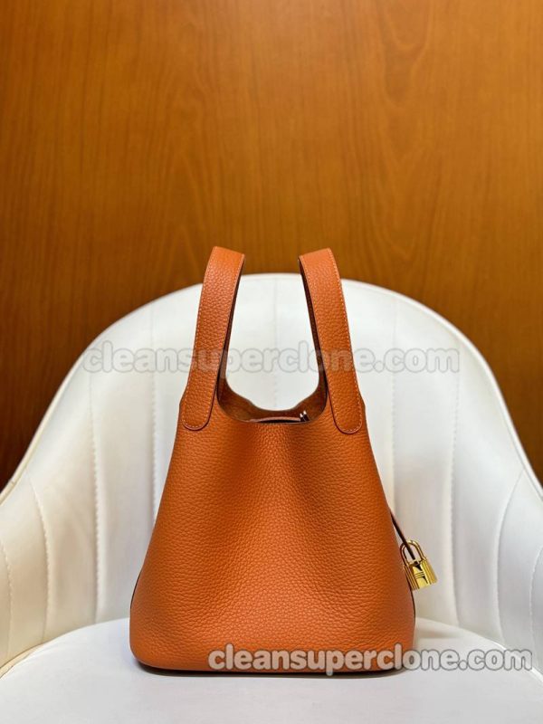 Handbag bag replica details and pricing orange Hermes cowhide women 8