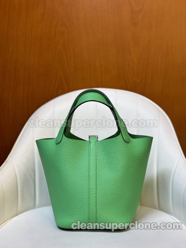 cowhide bag 1:1 Copy description and price Comic green Hermes Handbag women 3