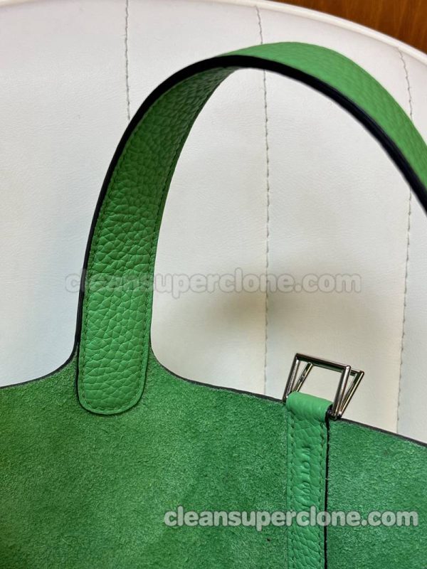 cowhide bag 1:1 Copy description and price Comic green Hermes Handbag women 4