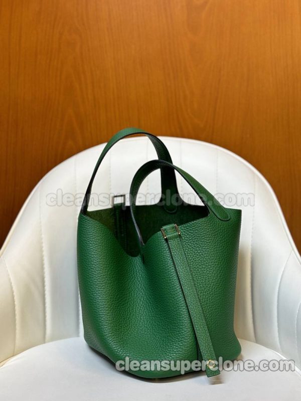 Hermes bag Super Clone picture and price Velvet green Handbag cowhide women 5