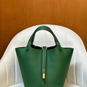 Hermes bag Super Clone picture and price Velvet green Handbag cowhide women 6