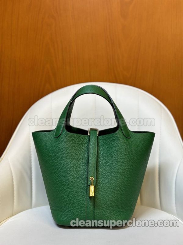 Hermes bag Super Clone picture and price Velvet green Handbag cowhide women 6