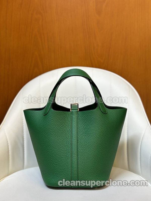 Hermes bag Super Clone picture and price Velvet green Handbag cowhide women 8