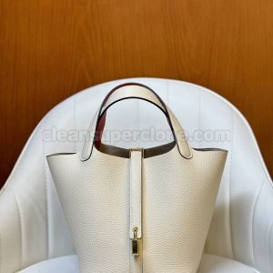 cowhide bag 1:1 Copy description and price Cream white Hermes Handbag women