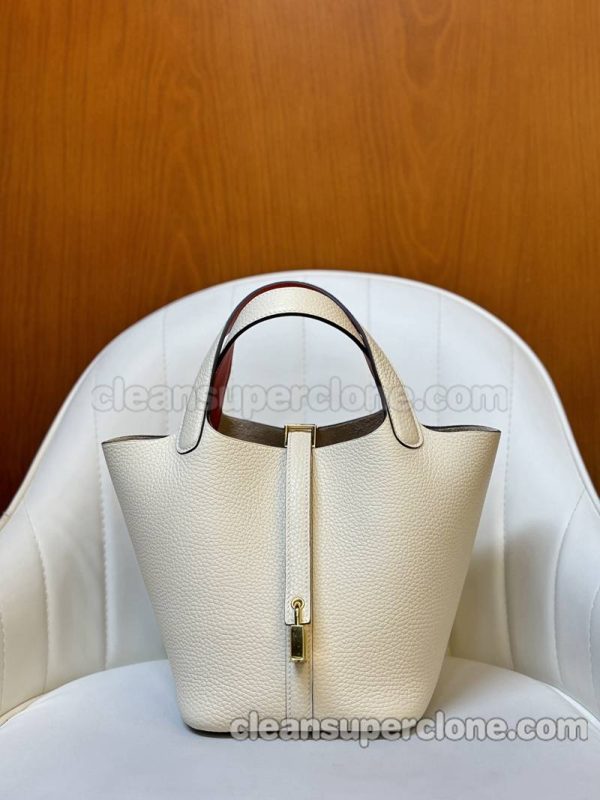 cowhide bag 1:1 Copy description and price Cream white Hermes Handbag women