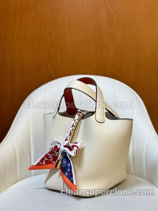 cowhide bag 1:1 Copy description and price Cream white Hermes Handbag women 3