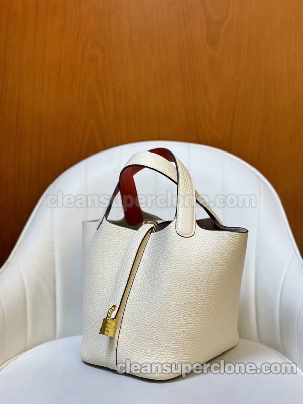 cowhide bag 1:1 Copy description and price Cream white Hermes Handbag women 4