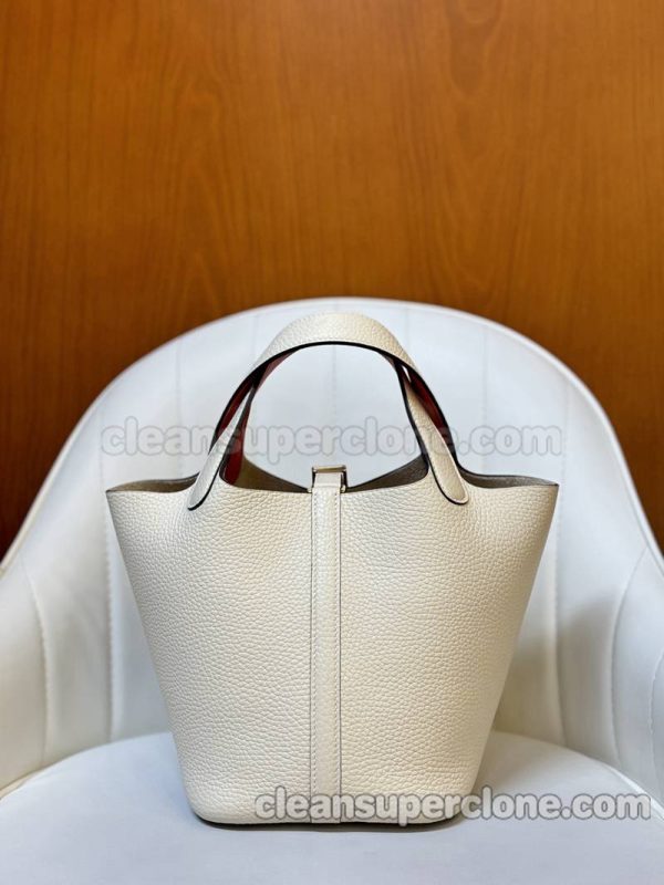 cowhide bag 1:1 Copy description and price Cream white Hermes Handbag women 5