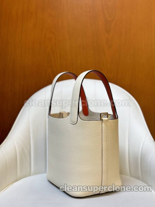 cowhide bag 1:1 Copy description and price Cream white Hermes Handbag women 6