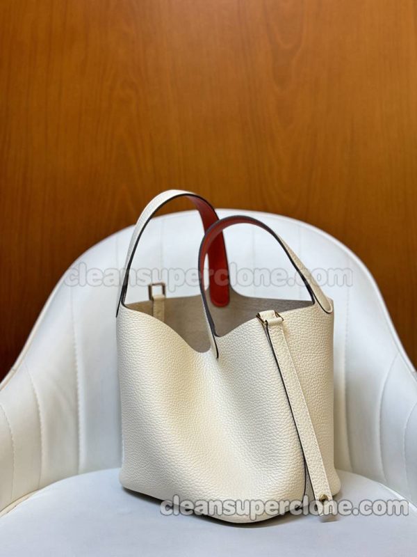 cowhide bag 1:1 Copy description and price Cream white Hermes Handbag women 7