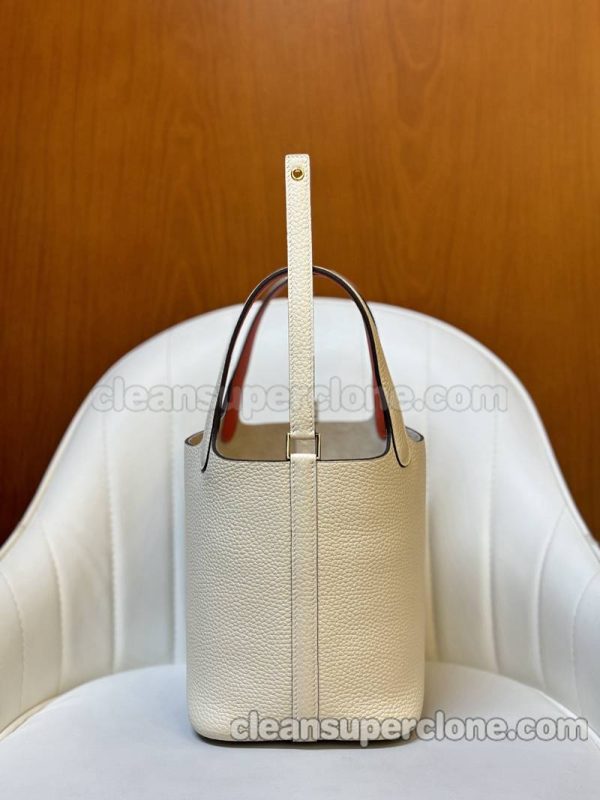 cowhide bag 1:1 Copy description and price Cream white Hermes Handbag women 9