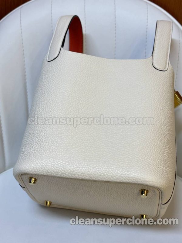 cowhide bag 1:1 Copy description and price Cream white Hermes Handbag women 11