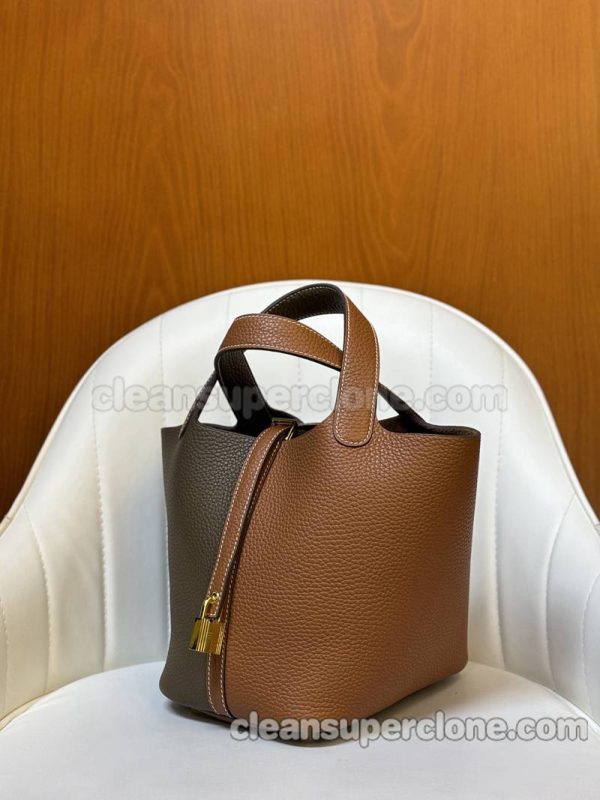 Hermes bag Super Clone picture and price Grey with Brown Handbag cowhide women 2