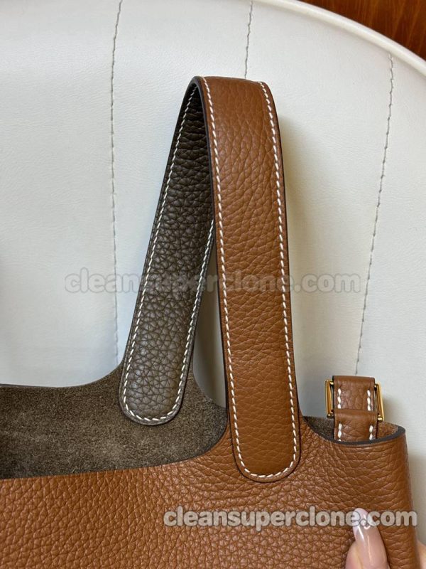 Hermes bag Super Clone picture and price Grey with Brown Handbag cowhide women 5