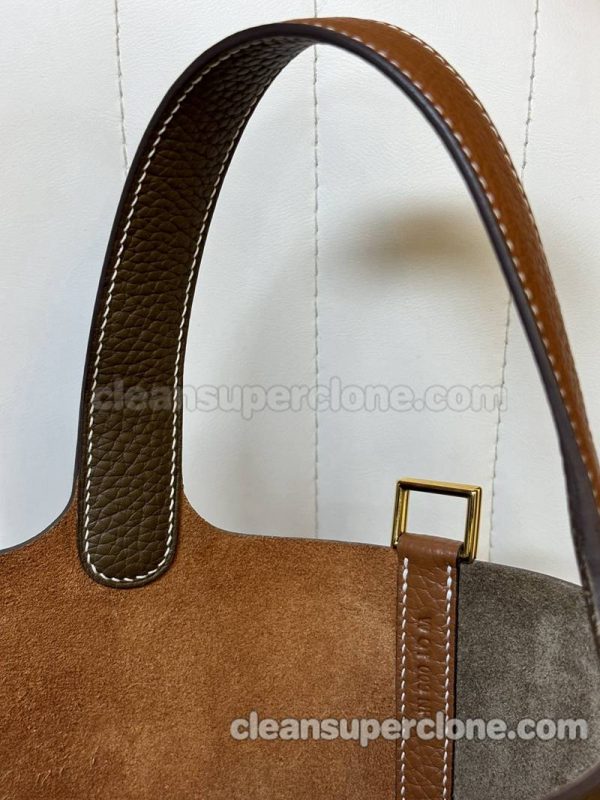 Hermes bag Super Clone picture and price Grey with Brown Handbag cowhide women 6