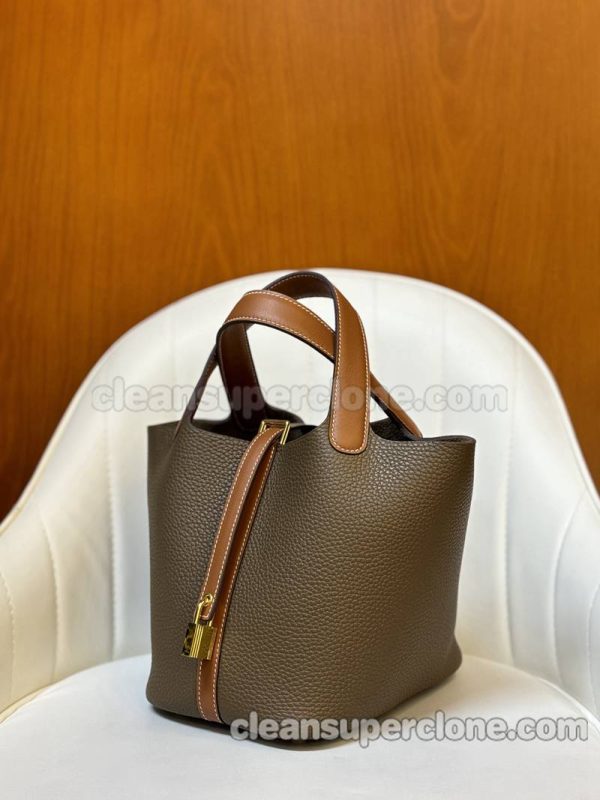 cowhide bag 1:1 Copy description and price Grey with Brown Hermes Handbag women 2