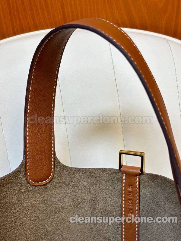 cowhide bag 1:1 Copy description and price Grey with Brown Hermes Handbag women 5