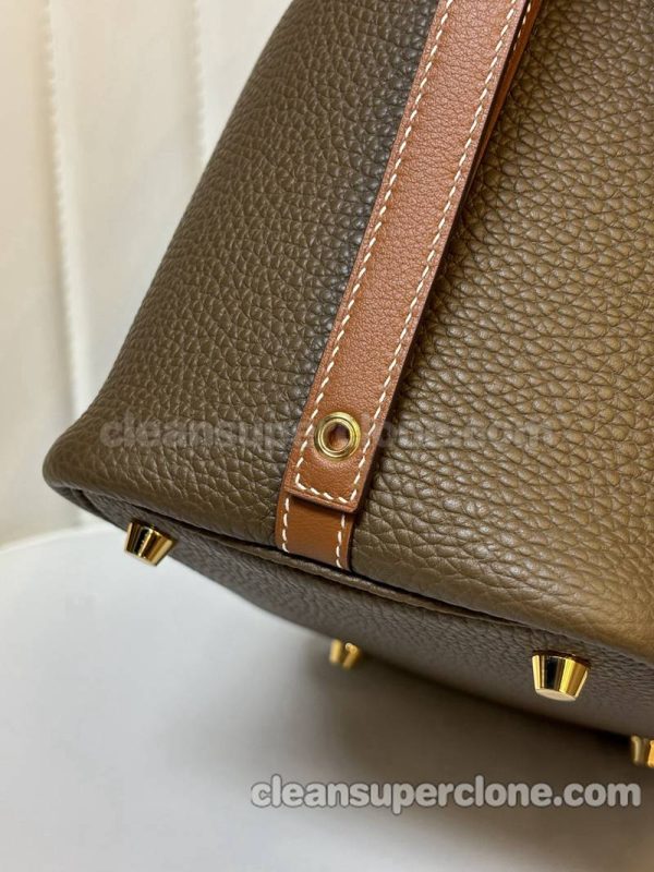 cowhide bag 1:1 Copy description and price Grey with Brown Hermes Handbag women 8