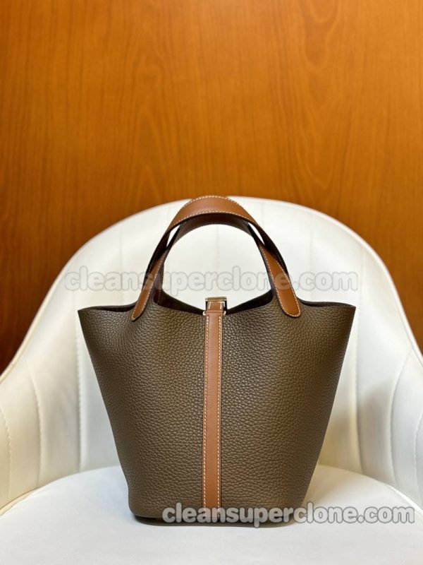 cowhide bag 1:1 Copy description and price Grey with Brown Hermes Handbag women 10