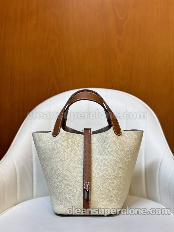 Handbag bag replica details and pricing White with Brown Hermes cowhide women