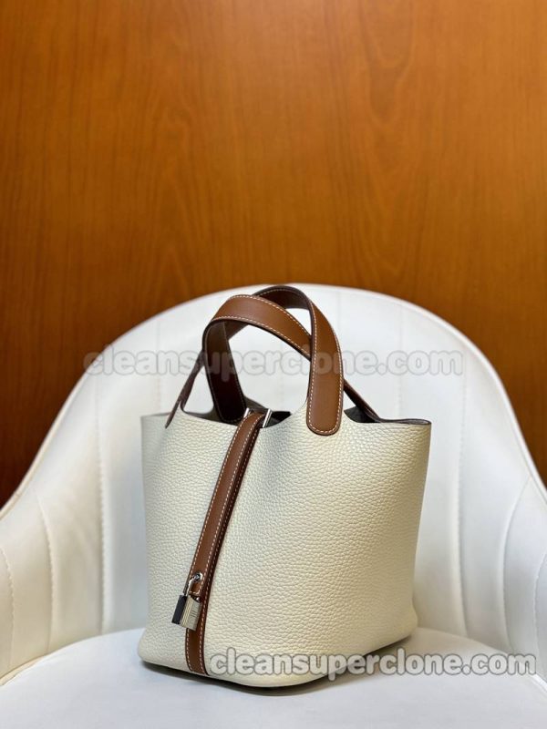 Handbag bag replica details and pricing White with Brown Hermes cowhide women 2