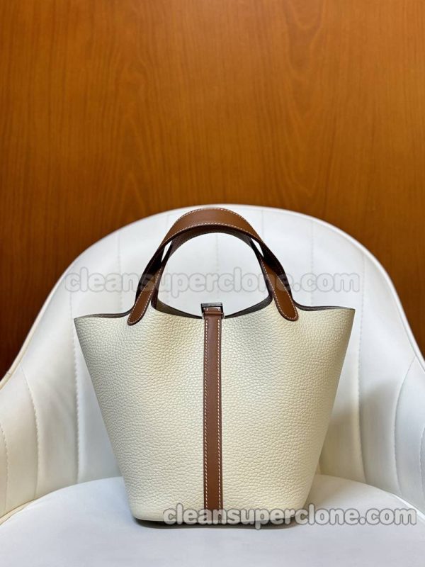 Handbag bag replica details and pricing White with Brown Hermes cowhide women 3