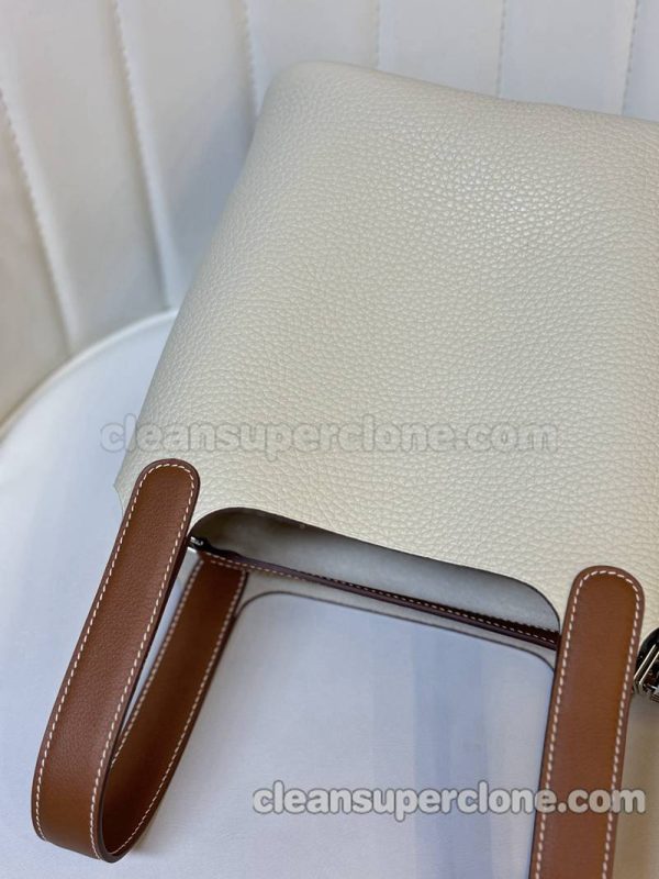 Handbag bag replica details and pricing White with Brown Hermes cowhide women 4