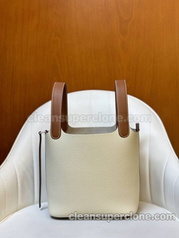 Handbag bag replica details and pricing White with Brown Hermes cowhide women 5