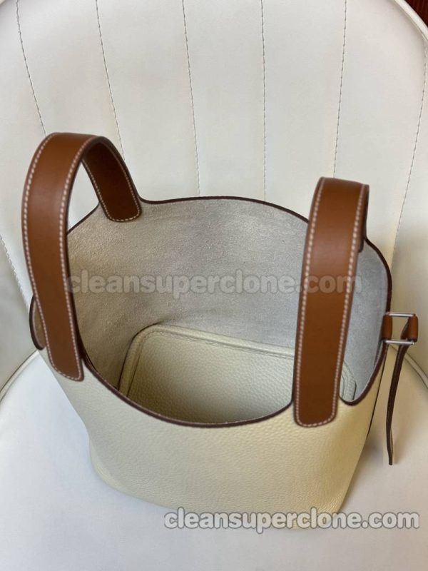 Handbag bag replica details and pricing White with Brown Hermes cowhide women 6